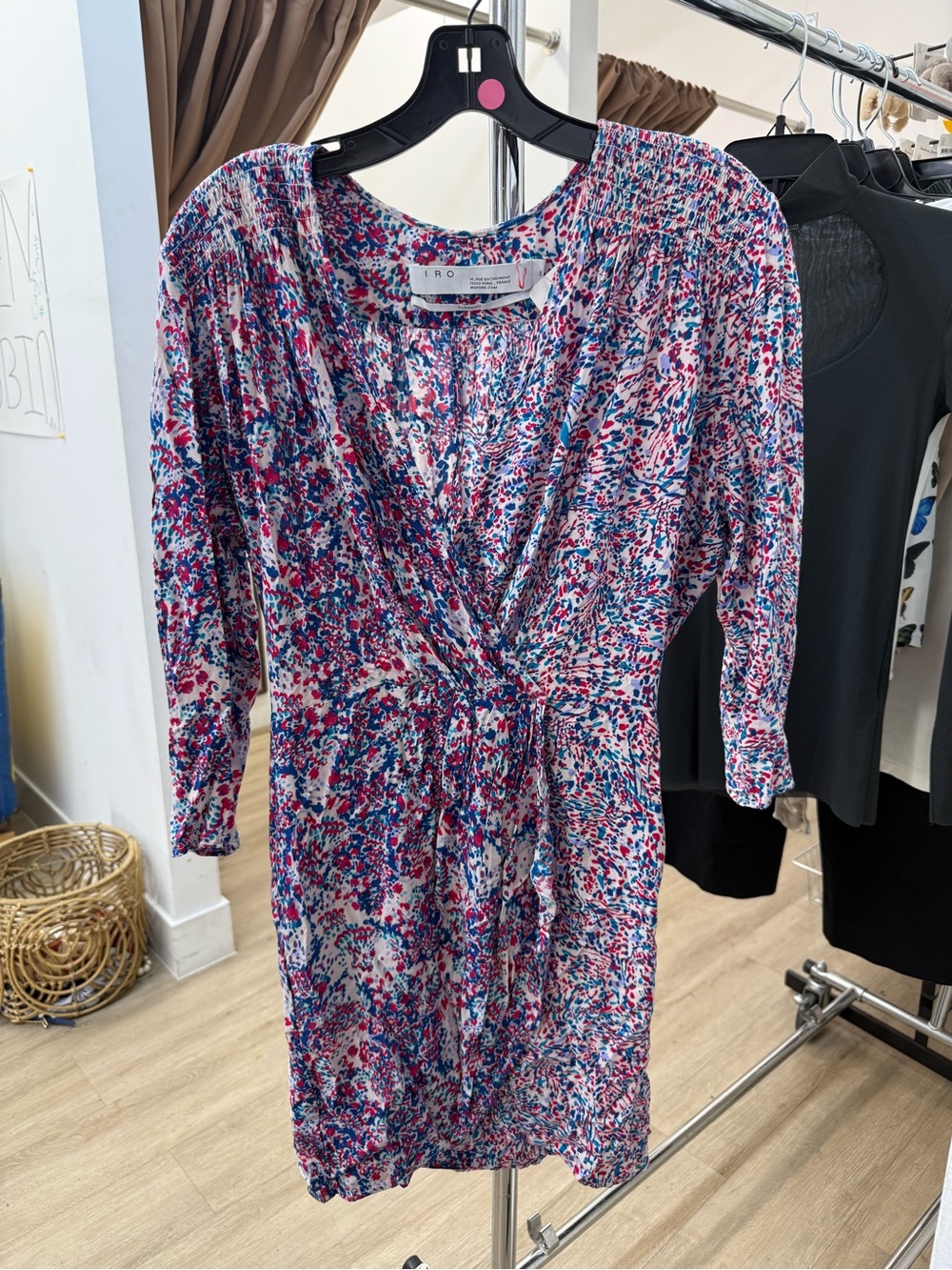 IRO Firenze Printed Dress In Mixed Blue Size 40